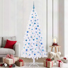 vidaXL Árvore de Natal Artificial com 300 LEDs Branco 210 cm PVC e Aço