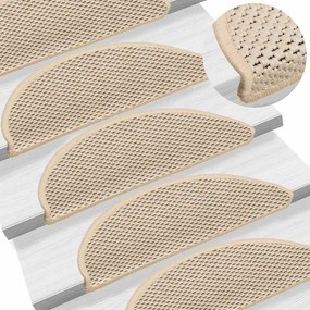 Tapetes escada adesivos aspeto sisal 15 pcs 56x17x3 cm berbere