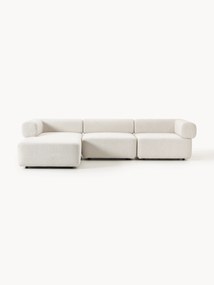 Sofá modular em bouclé Anton (4 lugares) com pufe (esquerdo/direito)