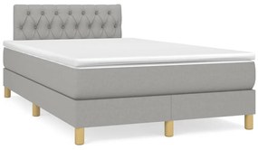 Cama boxspring com colchão 120x190 cm tecido cinzento-claro