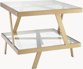 Mesa de centro em metal com tampo e prateleira de vidro Billinghurst