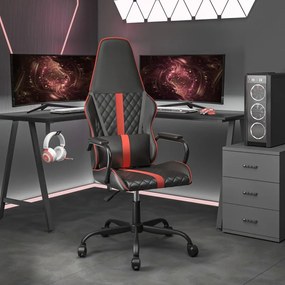 Cadeira gaming de massagens couro artificial preto e vermelho