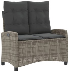 2 pcs conjunto de jantar p/ jardim c/ almofadões vime PE cinza