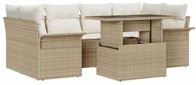 Conjunto de Sofás para Jardim em 7 Peças com Almofadas Bezas de Rattan