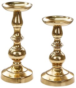 Conjunto de 2 castiçais em metal dourado DIRIN Beliani