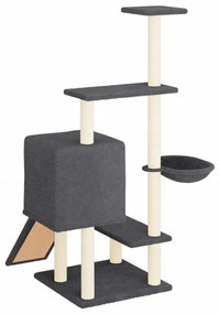 Árvore gatos c/ postes arranhadores sisal 130,5 cm cinza-escuro
