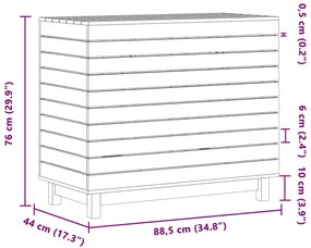 Cesto de roupa suja 88,5x44x76 cm pinho maciço branco