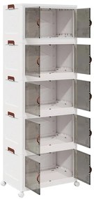 Caixa arrumação empilhável com rodas 5 níveis 75 L 64x40x179 cm