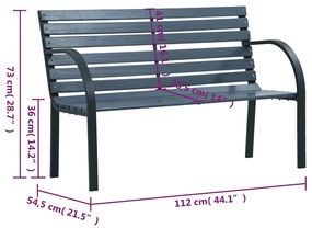 Banco de jardim 112 cm madeira de abeto maciça cinzento