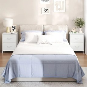 Conjunto de 2 mesas de cabeceira 30 x 39,6 x 52,2 cm com 2 gavetas Tecido Coleção BELLAH brancas