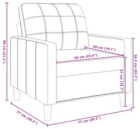 Poltrona 60 cm veludo castanho