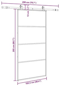 Porta desliz. c/ conj. ferragens 102,5x205cm vidro ESG preto