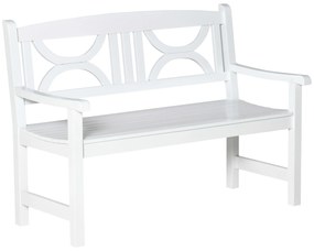 Outsunny Banco Madeira Exterior 2 Lugares 123x61x89,5cm Jardim Encosto Decorativo Carga 250kg Branco | Aosom Portugal