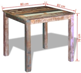 Mesa de jantar 80x82x76 cm madeira reciclada maciça