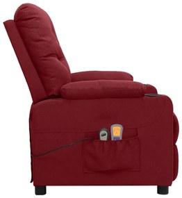 Poltrona de massagens elétrica reclinável tecido vermelho tinto