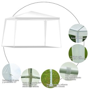 Tenda de exterior 3 x 3 m resistente com Estacas Cordas de vento para quintal Jardim Praia Branco