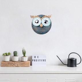 Acessório Decorativo de Parede Metal Coruja – Multicolor – 19 x 19 cm