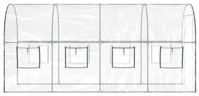 Estufa 160x400x190 cm PVC e aço revestido a pó transparente