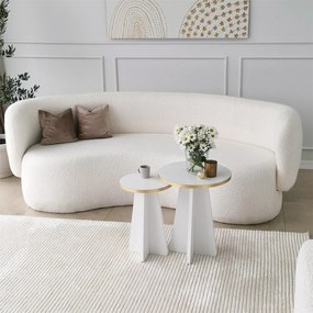 Conjunto de Mesas de Café Mushroom - Dourado e Branco - 40x50x40 cm e