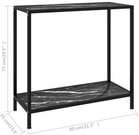 Mesa consola 80x35x75 cm vidro temperado preto