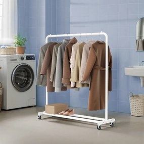Guarda roupa 38 x 110 x 141,5 cm, varão com rodas branco