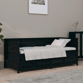 Sofá-cama 100x200 cm madeira de pinho maciça preto