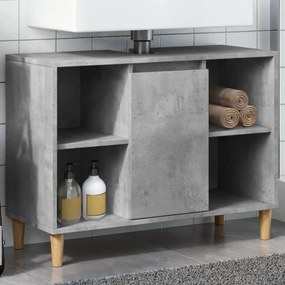 vidaXL Móvel casa de banho 80x33x60 cm derivados madeira cinza cimento