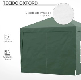 Outsunny Tenda de Jardim com Paredes Laterais Amovíveis Janelas Porta