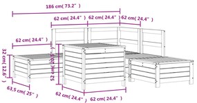 6 pcs conjunto sofás de jardim madeira de pinho maciça