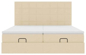 Estrutura de cama otomana com colchões tecido creme 200x200cm