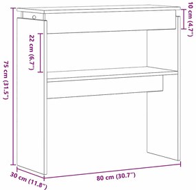 Mesa de Consola vidaXL Preta em Carvalho 80x30x80 cm em Madeira de Eng
