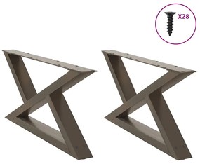 Pés para mesa de centro 2 peças aço natural 70x(30-31,3) cm aço