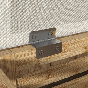 Banco com Armazenamento 57,7L Banco com Arrumação Estofado em Linho Sintético com Estrutura em Bambu 40x40x47 cm Cinza e Madeira