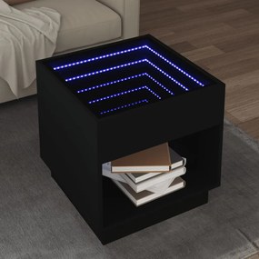 Mesa de centro luzes LED Infinity 50x50x50 cm preto