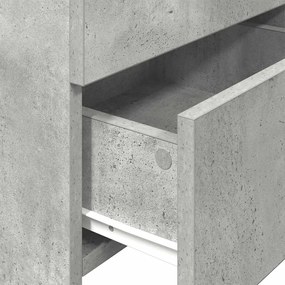 Mesa de cabeceira com 2 gavetas cinza concreto 40x36,5x62 cm