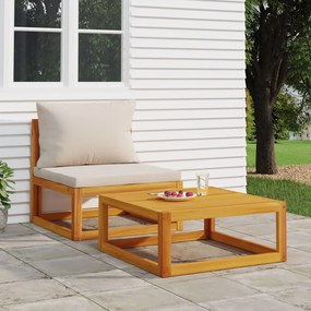 vidaXL 2 pcs conjunto de sofás de jardim c/ almofadões acácia maciça