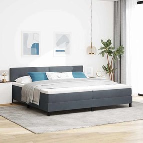 vidaXL Cama Box Spring LED Cinza Escuro 200 x 200 cm Veludo