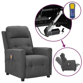 vidaXL Poltrona elevatória de massagens tecido cinzento-claro
