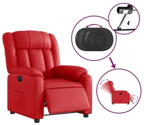 Poltrona reclinável elétrica couro artificial vermelho