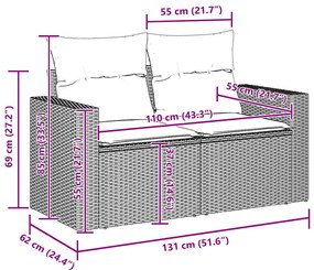 Conjunto de Sofás de Jardim com 8 Peças e Almofadas Bege em Rattan Sin