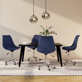 Cadeiras de jantar giratórias 4 pcs tecido azul