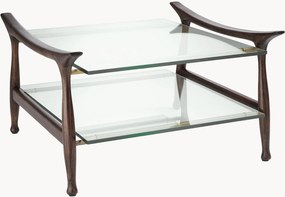 Mesa de centro em madeira de mindi com tampos em vidro Manzo