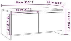 Mesa de Centro com 2 Gavetas - Carvalho - Design Nórdico