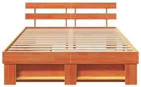 Estrutura da Cama Castanho-mel 150 x 200 cm Madeira Sólida