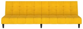 Sofá-cama de 2 lugares veludo amarelo