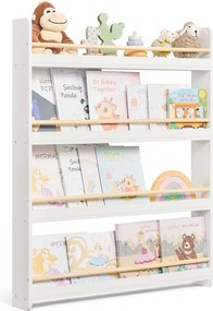 Estante para quarto infantil 12 x 80 x 100 cm com 4 prateleiras em branco