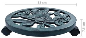Suportes com rodas para plantas 6 pcs 38 cm plástico verde