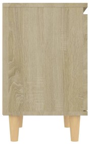 Mesa cabeceira pernas de madeira 40x30x50 cm carvalho sonoma