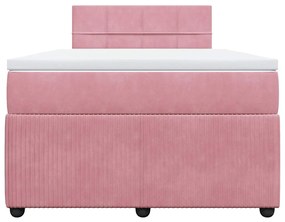 Cama boxspring com colchão 120x190 cm veludo rosa