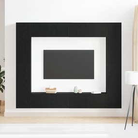 Conjunto de 8 Cabines de TV Carvalho Preto Madeira de Engenharia